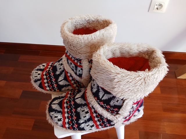 Zapatillas altas de punto con forro