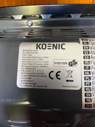 Horno Microondas Koenic KMW4441DB Negro