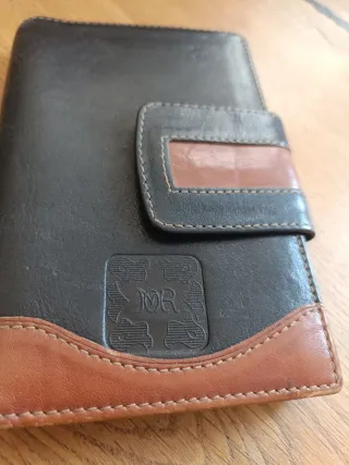 Cartera monedero piel negra y marrón