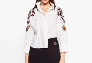 Camisa blanca bordada mujer