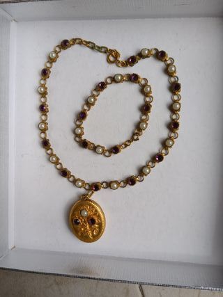 Collar y pulsera con detalles morados, 
 vintage 
