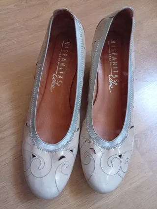 Bailarinas Hispanitas cuña beige/plata
