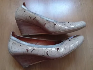 Bailarinas Hispanitas cuña beige/plata