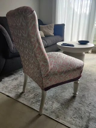 Butaca descalzadora vintage renovada tela damasco