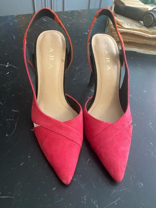 Zapatos Zara Talla 36 Slingback Rojo/Naranja