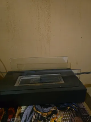 Chimenea Bioetanol Negra con Cristal