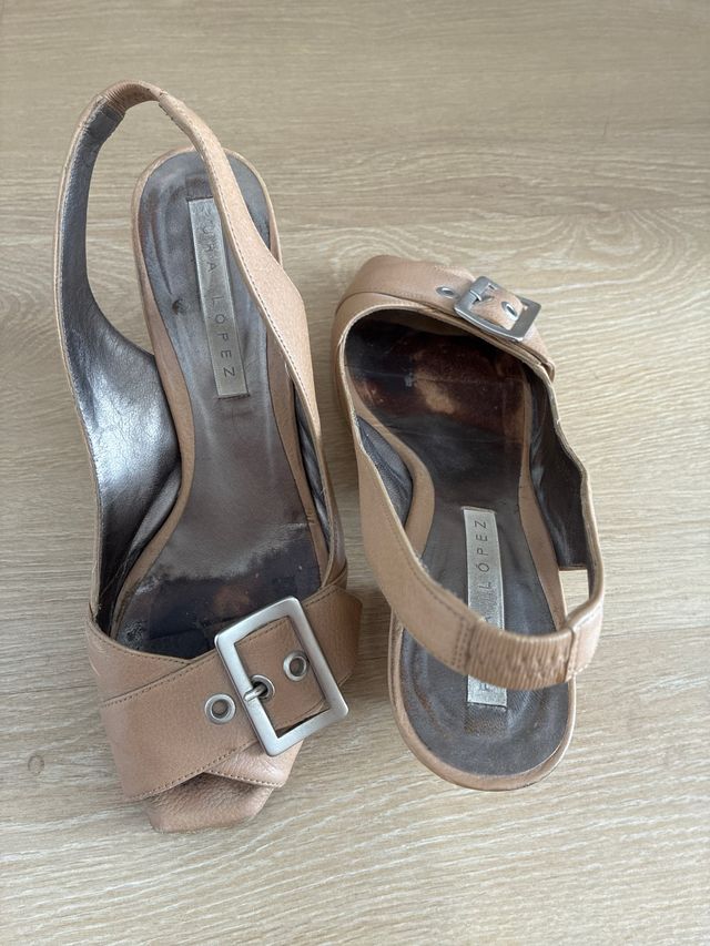 Sandalias Pura López Beige Talla 38 1/2