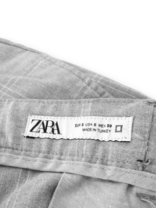 PANTALÓN ZARA GRIS A CUADROS DE HOMBRE (TALLA S)
