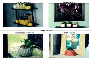 Vasi in cemento blu geometrici Trio