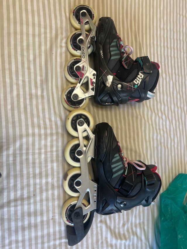 Patines en línea 4 ruedas negro/rosa