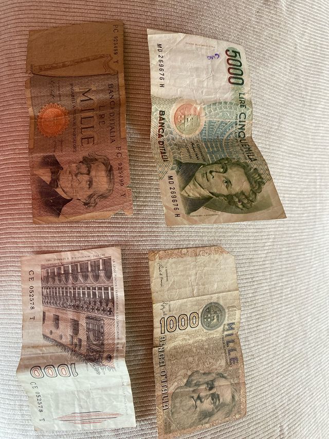 Lote 4 Banconote Lire Italiane 1000 e 5000