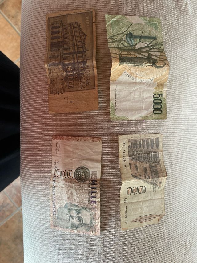Lote 4 Banconote Lire Italiane 1000 e 5000