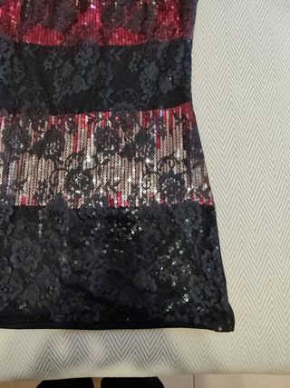 Vestito donna paillettes nero, rosso, argento