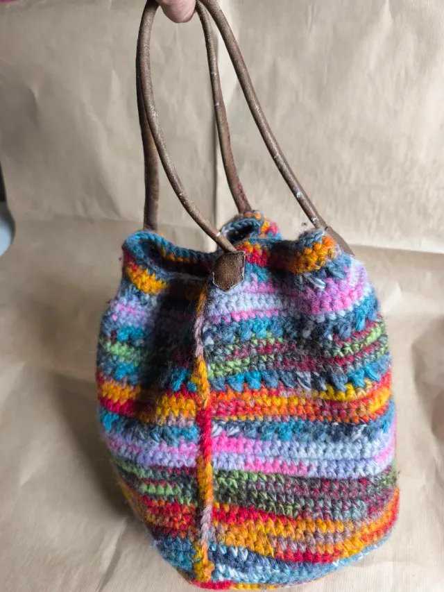 Bolso de lana tejido multicolor