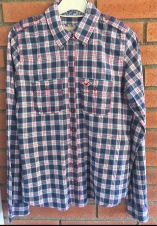 Camisa Hollister cuadros azul y rojo Talla M