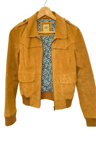 Chaqueta Bomber Ante Marrón Talla S