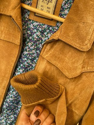 Chaqueta Bomber Ante Marrón Talla S