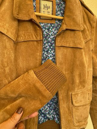Chaqueta Bomber Ante Marrón Talla S
