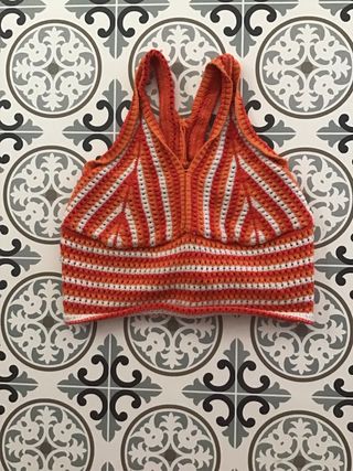 Top crochet niña naranja y blanco