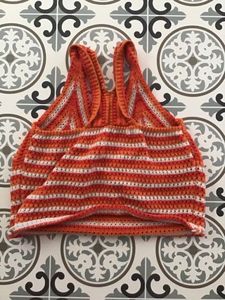 Top crochet niña naranja y blanco