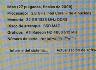 iMac 27 finales de 2009, 32Gb RAM, Un SSD y un HDD