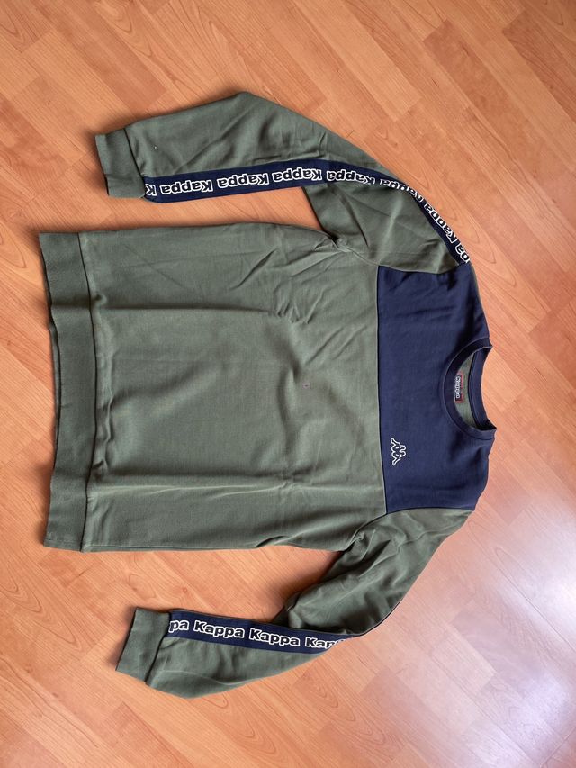 Sudadera Kappa verde y azul con logo talla L