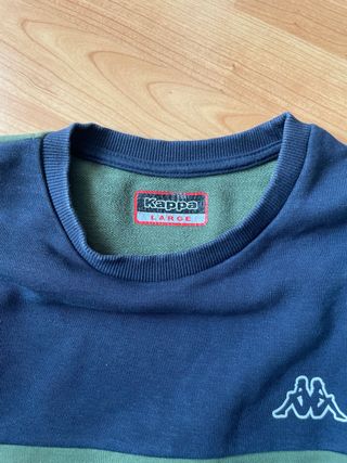 Sudadera Kappa verde y azul con logo talla L