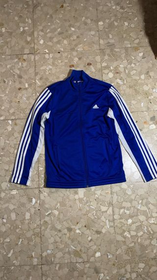Chaqueta deportiva Adidas azul y blanca