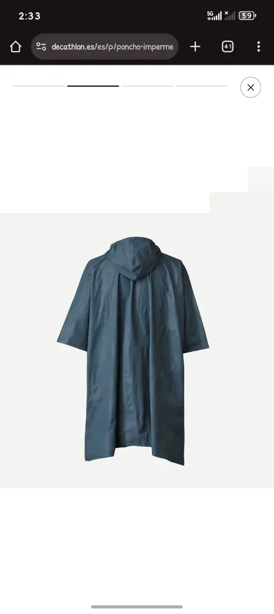 Poncho impermeable azul talla única