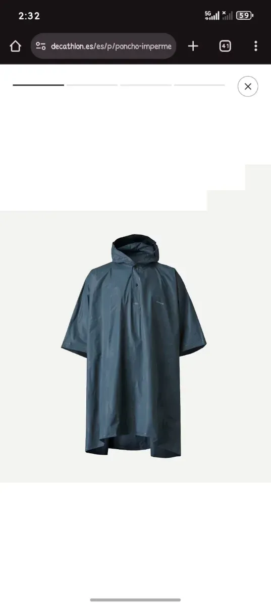 Poncho impermeable azul talla única