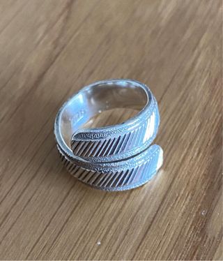 Anillo ajustable plata 925 diseño pluma