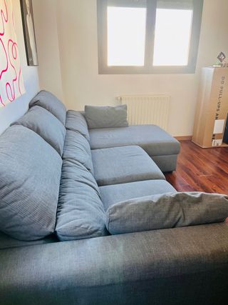 Sofá gris IKEA 3 plazas con chaiselongue canapé 
