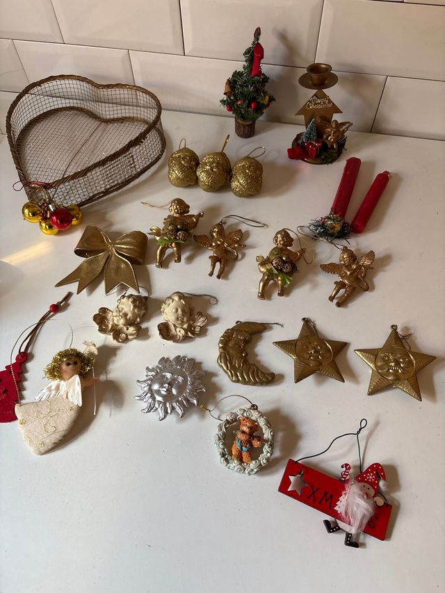 Lote Adornos Navidad Dorado y Rojo