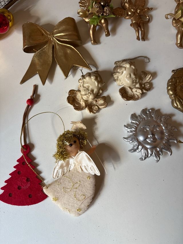 Lote Adornos Navidad Dorado y Rojo