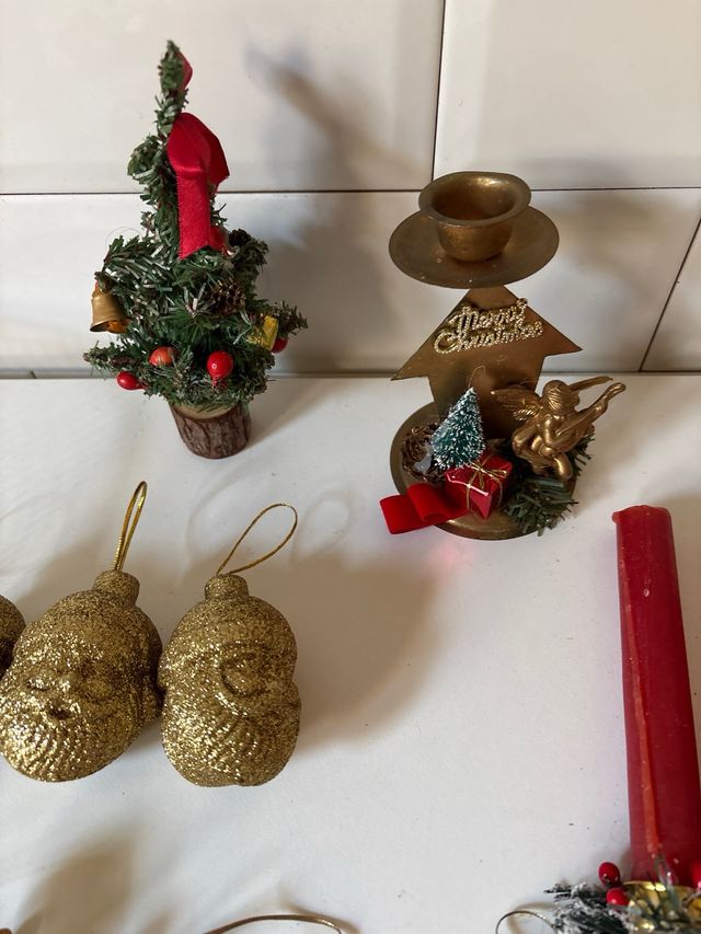 Lote Adornos Navidad Dorado y Rojo