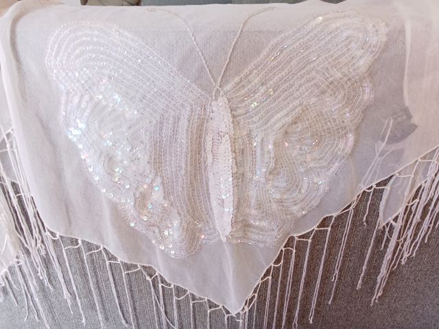 Fular/Pañuelo Blanco Mariposa Lentejuelas