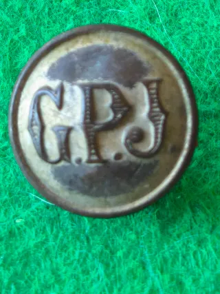 Botón militar GPJ dorado antiguo
