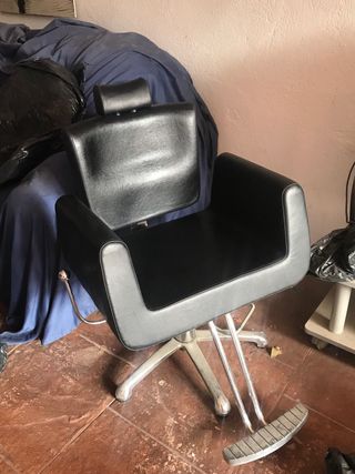 Sillón Barbería Negro Cuero Sintético