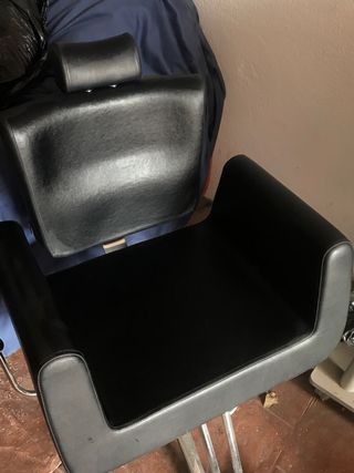 Sillón Barbería Negro Cuero Sintético