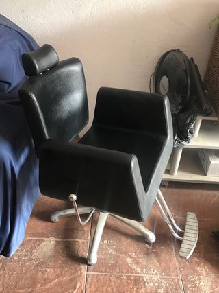 Sillón Barbería Negro Cuero Sintético