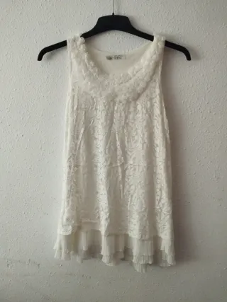 Vestido/Camisa tirantes encaje blanco talla única