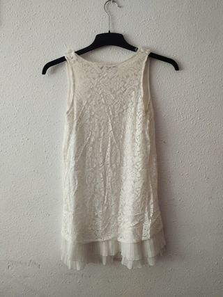 Vestido/Camisa tirantes encaje blanco talla única
