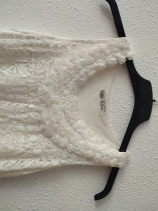 Vestido/Camisa tirantes encaje blanco talla única