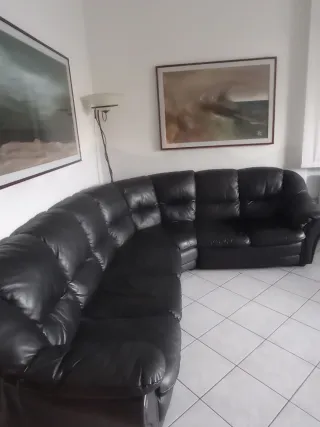 Divano angolare in vera pelle nero