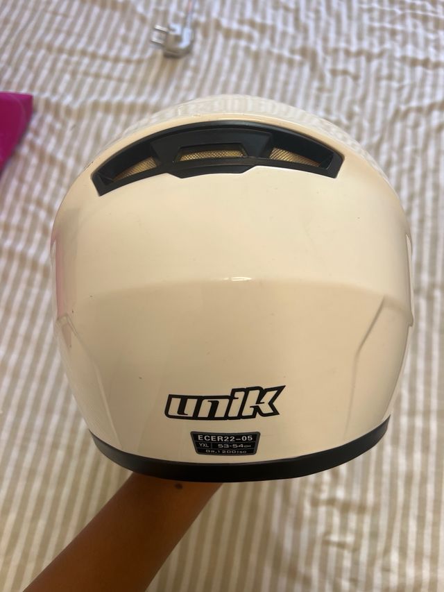 Casco Moto UNIK Blanco Negro, nuevo sin usar