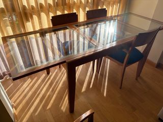 Tavolo da pranzo e sedie in vetro Calligaris