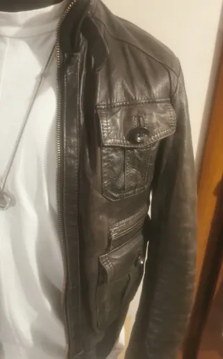 Giubbino Vera Pelle Uomo Marrone giacca vintage