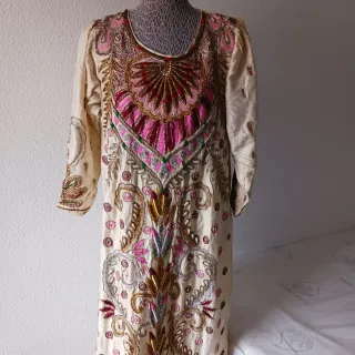Caftán Beige Multicolor Talla M,L