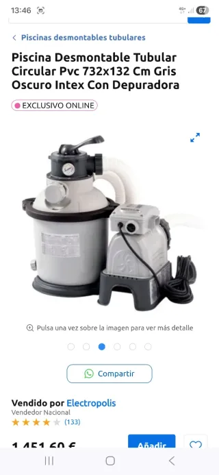 Piscina Intex Tubular 7.32m x 1.32m Gris