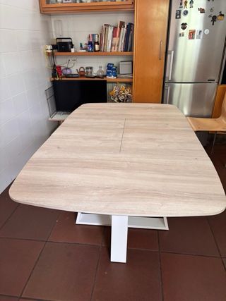 Mesa de comedor extensible madera y metal